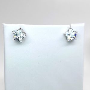 AAA Flower Cut Premium Cubic Zirconia Stud Earrings in Sterling Silver